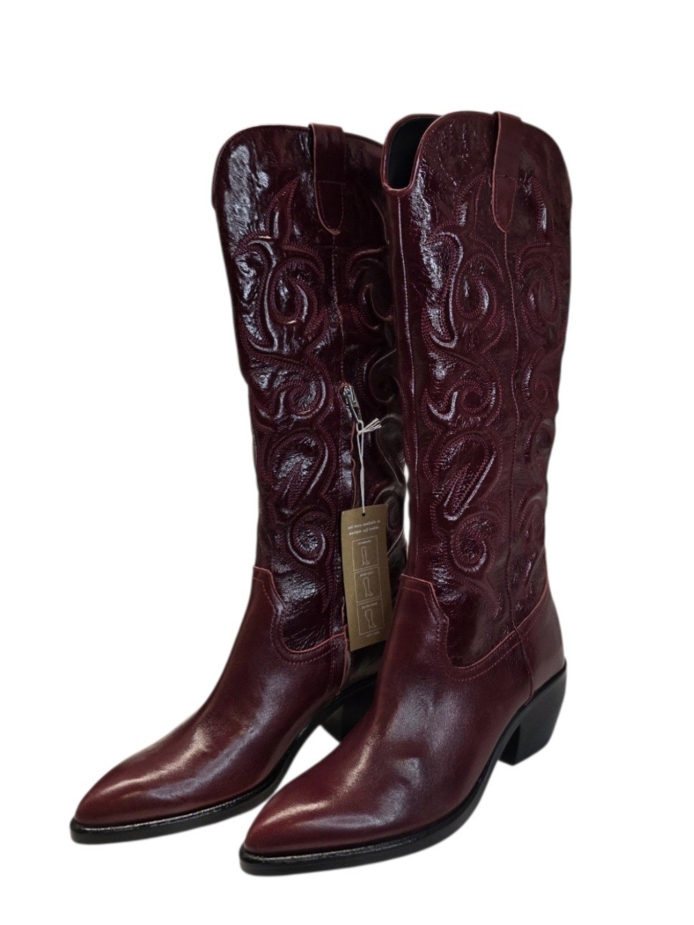 New Dolce Vita Mirla Western Boots Burgundy Knee High Booty Women's Size 6.5
